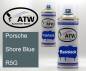 Preview: Porsche, Shore Blue, R5G: 400ml Sprühdose + 400ml Klarlack - Set, von ATW Autoteile West.